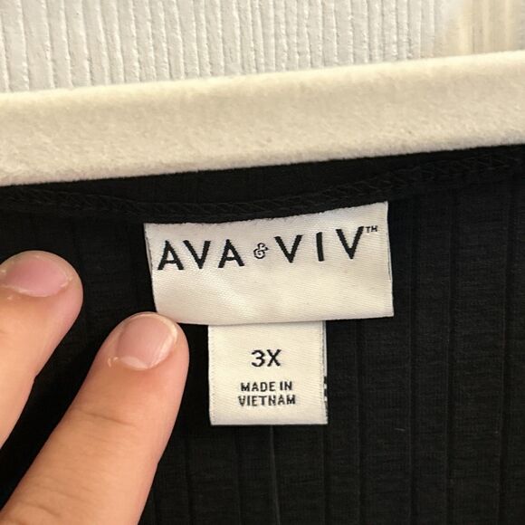 NWT Ava & Viv Tank Top 3X Black Plus Size Ribbed Cotton Blend Sleeveless Shirt - Picture 3 of 16